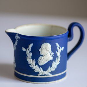1905 Wedgwood Creamer Dark Blue Jasperware W Issues - See Photos